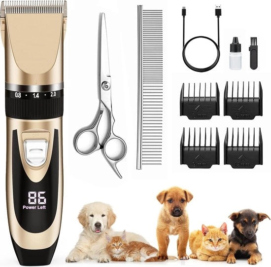 Trimmer per animali - Trasformatore per pelo, tondeuse silenziosa, spazzola per zampe, occhi e orecchie per cani, gatti