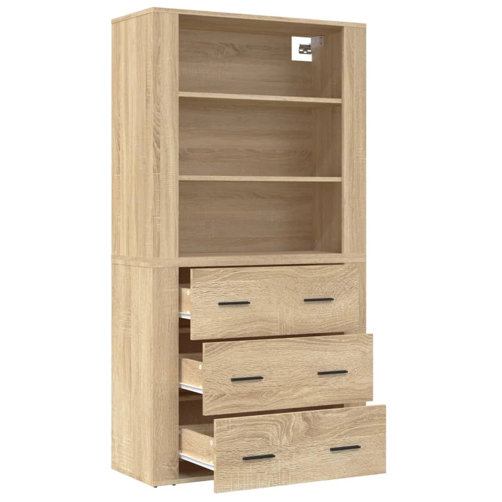 Buffet credenza cassettiera armadio mobile contenitore organizer cucina soggiorno salotto legno ingegnerizzato Sonoma alto marrone 02_0034214