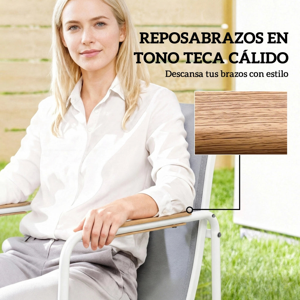 Set Giardino con Tavolo Vetro e 6 Sedie ¨C Zephmum ¨C Bianco Grigio 160x90x75 cm