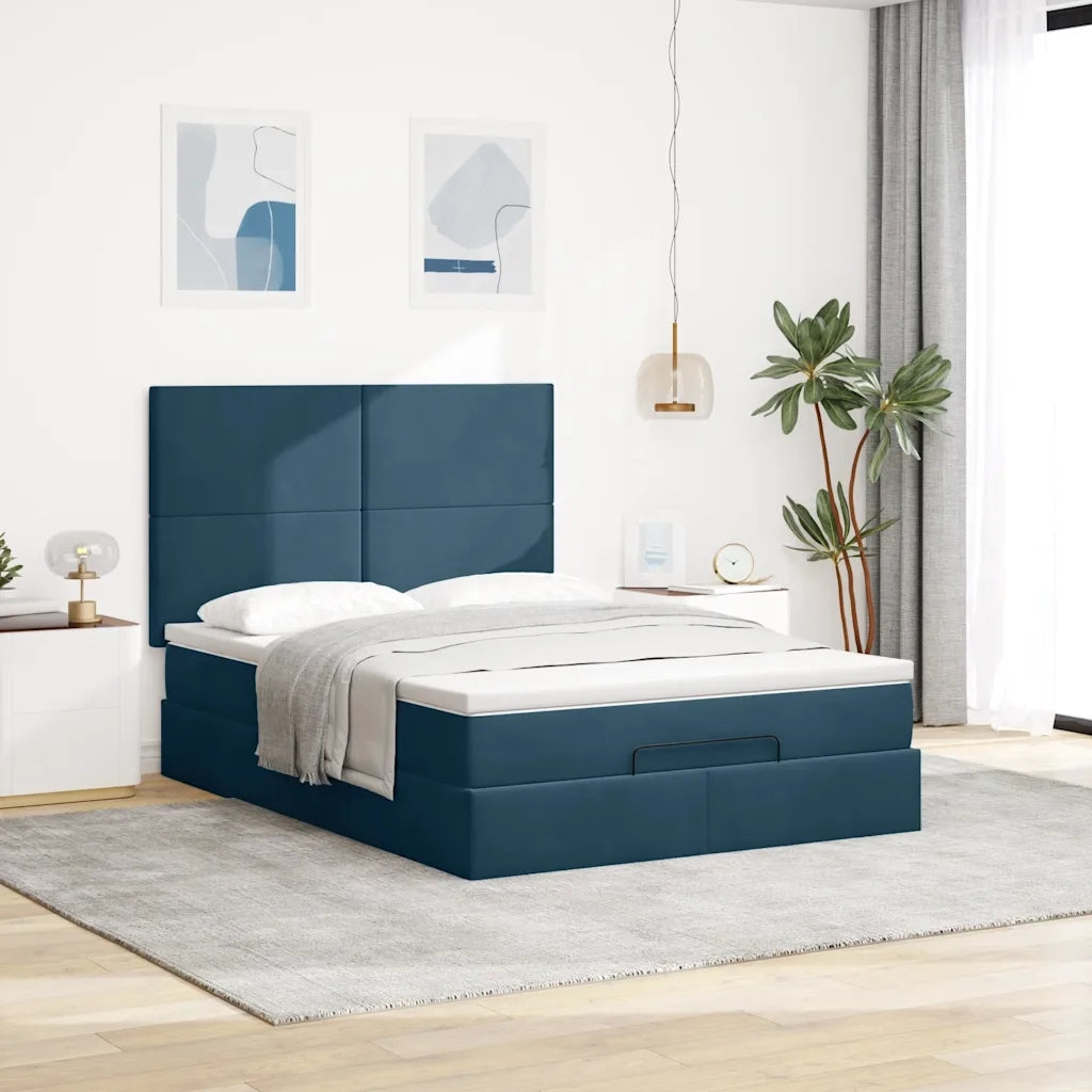 Struttura Letto Pouf con Materassi 140x190 cm in Velluto 3313401