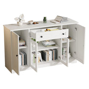 Credenza con 4 ante; 1 cassetto e 6 vani - per soggiorno e ingresso - in MDF e truciolare - bianco - 138×40×83 cm