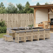 Set da Pranzo da Giardino 15 pz con Cuscini Beige in Polyrattan 3210816