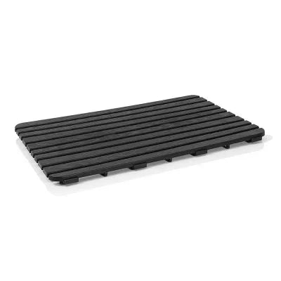 Pedana doccia antiscivolo 80x50 cm nero con effetto legno in plastica