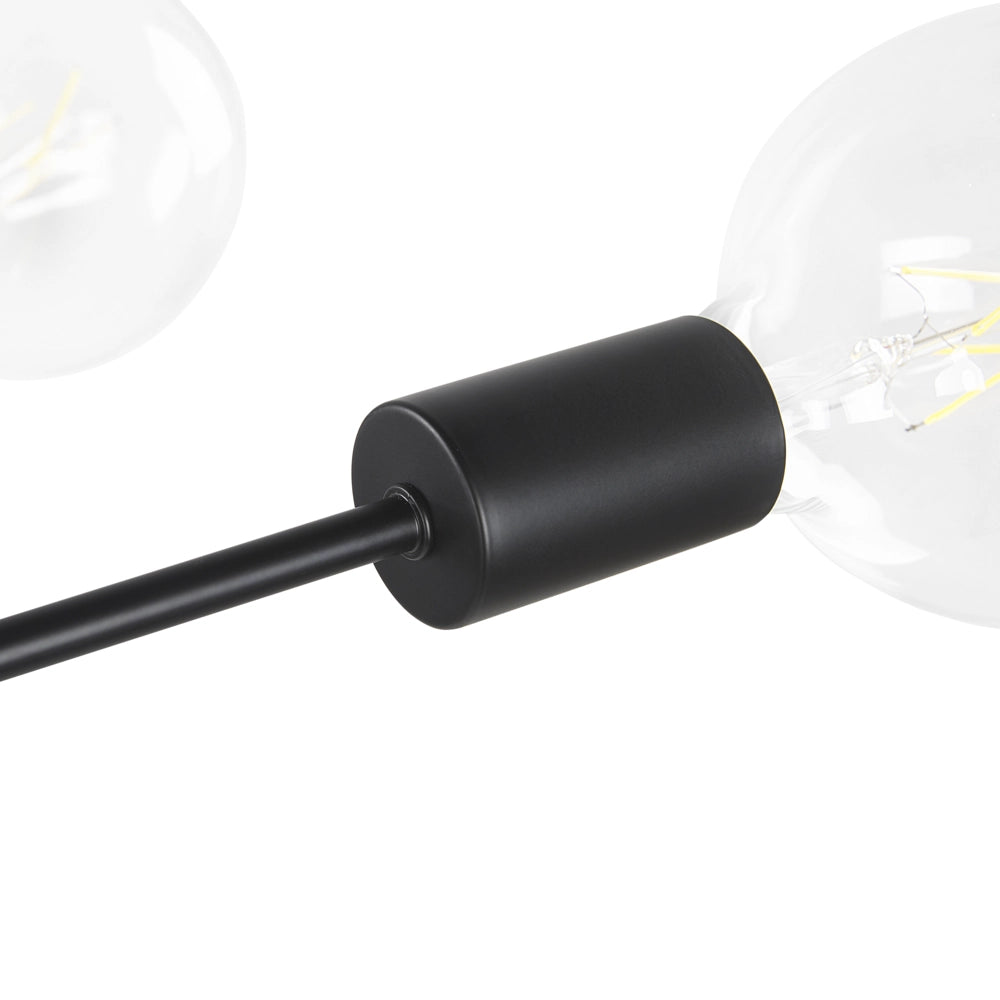 Plafoniera Metallo Nero 33 cm 6 Luci Ferro no Sfumature Soggiorno Camera da Letto Industriale Moderno