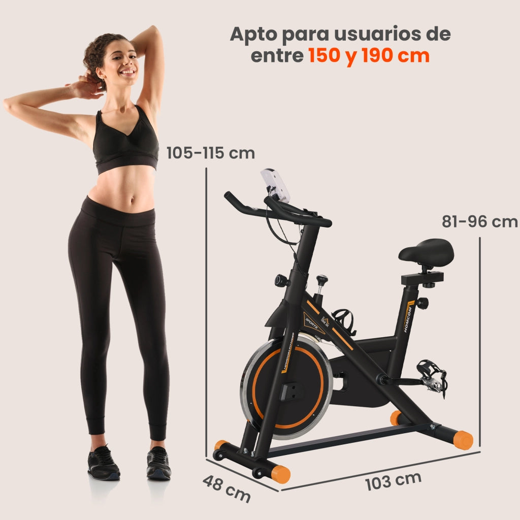 Cyclette con Volano 8 kg Display LCD Cardiofrequenzimetro Sellino e Manubrio Regolabili ¨C Xylo ¨C Arancione