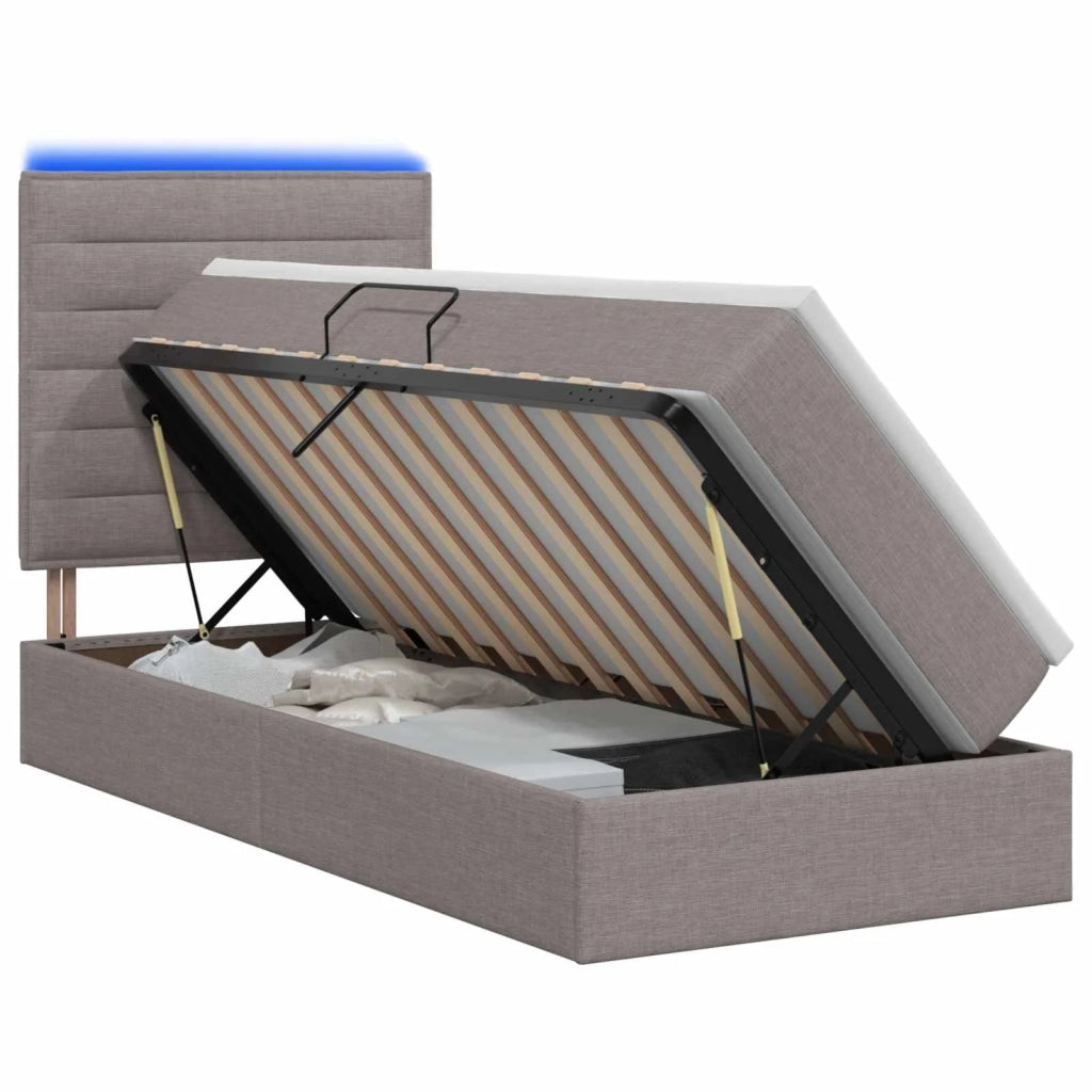 Letto con contenitore LED e materasso Tortora 100 x 200 cm 3459864
