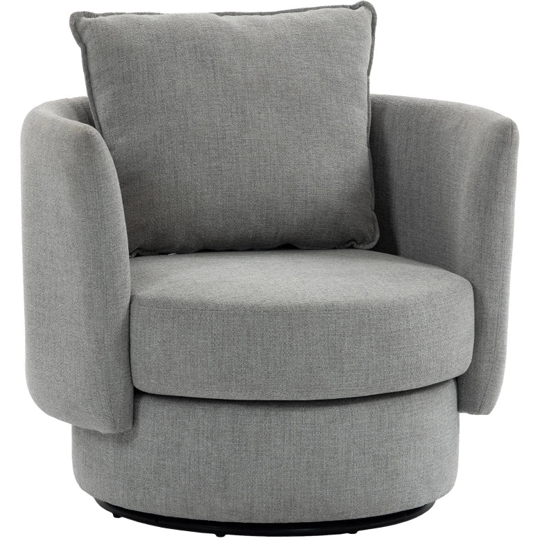 Poltrona lounge girevole 360° in tessuto grigio chiaro