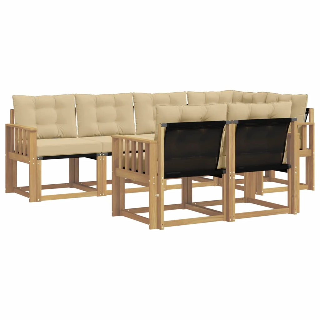 Set di divani da esterno 7 pz Bianco e Beige 3389571