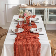 Tavolo Runner in Tulle 90x300cm - Tovaglia a Pieghettature - Stile Country Bohemiano per la Decorazione del Tavolo - Tovaglia in Juta - Decorazione per la Casa - Adatto per Feste e Partite