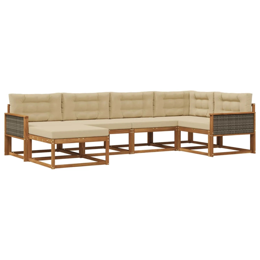 Set di divani da esterno 6 pz Naturale e Beige 3382701