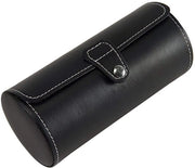 Cassetto orologio a griglia 3 celle, portadischi, cassetto orologio in pelle PU, portadischi in pelle, nero