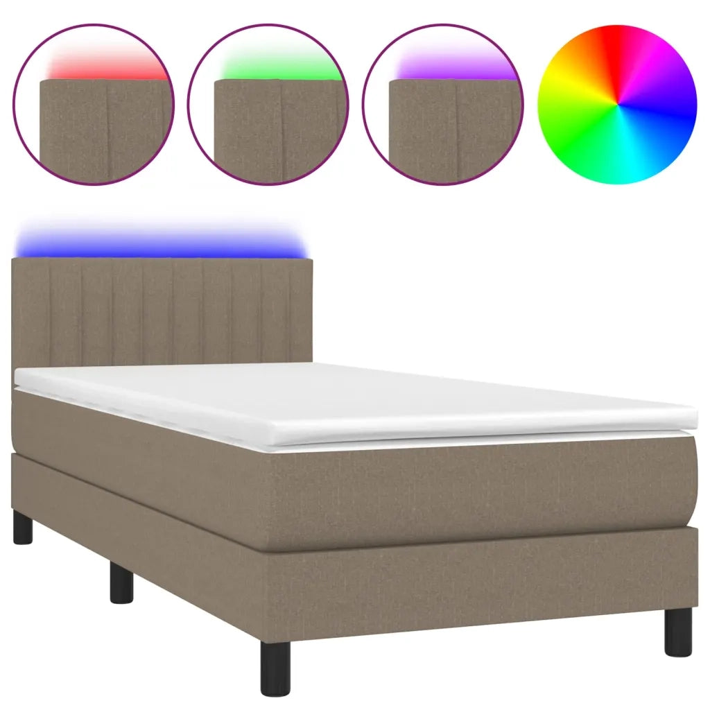 Letto a Molle con Materasso e LED-Struttura Letto con Materasso Tortora 90x200 cm in Tessuto 235442