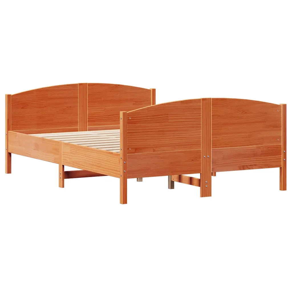 vidaXL Letto senza Materasso Marrone Cera 135x190 cm in Legno di Pino