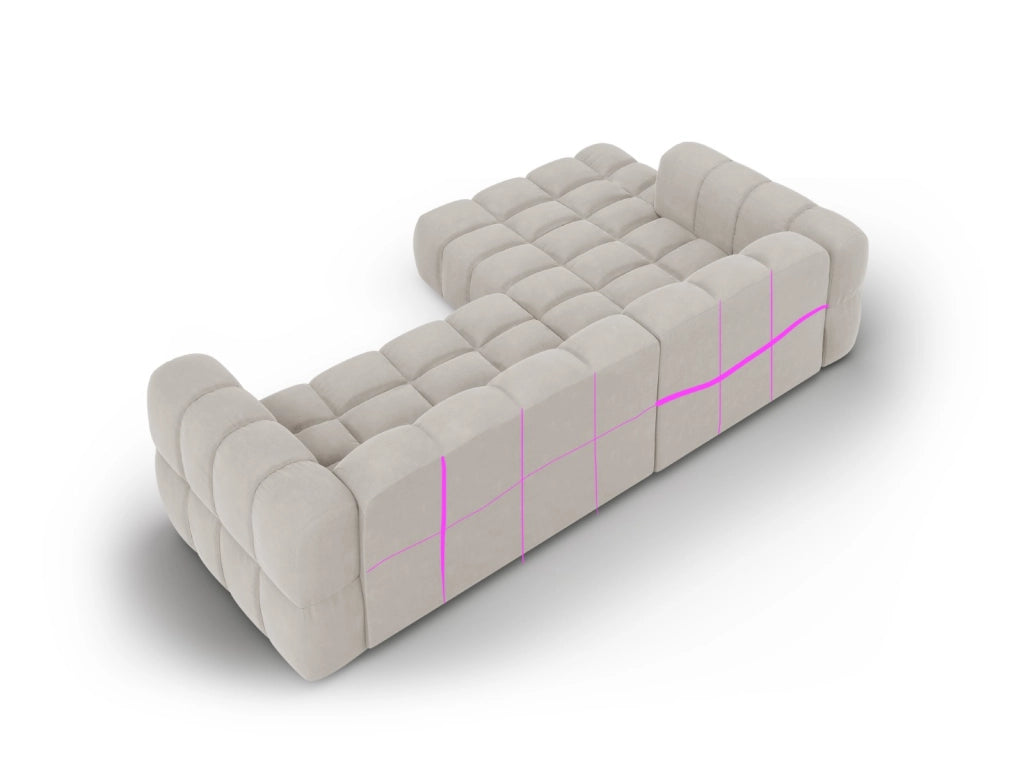 Cosmopolitan Design - Divano angolare modulare sinistro "Sky" 4 posti in velluto beige chiaro 