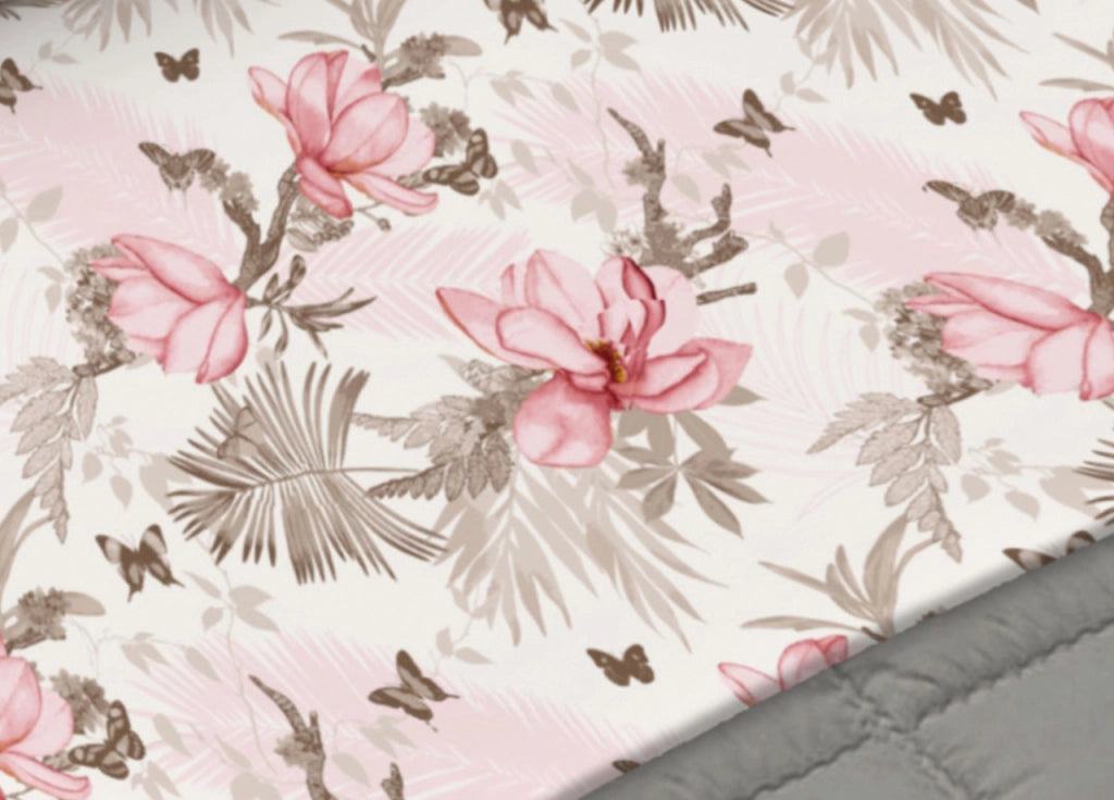 Completo Lenzuola Matrimoniale 100% Cotone Made Italy Disegno Leaves CN - Matrimoniale - Rosa