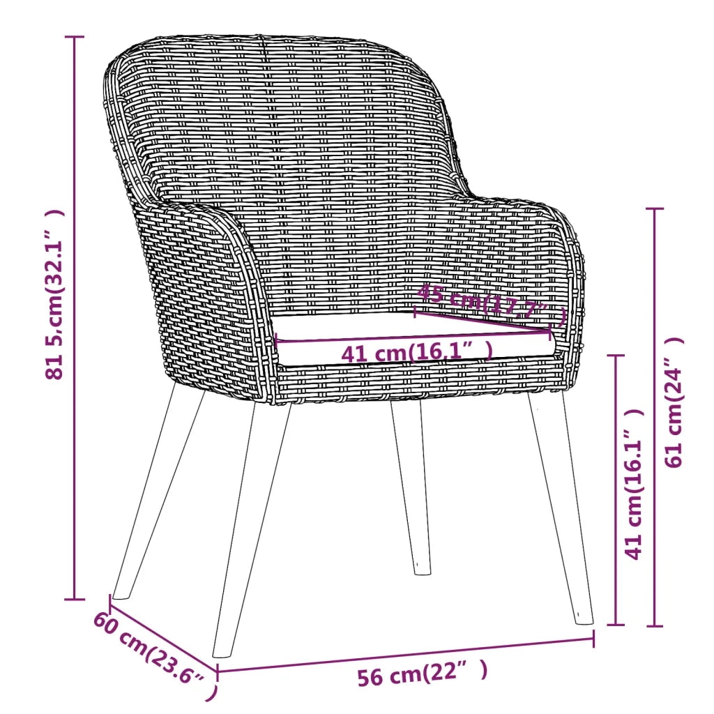 Set da Pranzo da Giardino 7 pz con Cuscini Marrone 3099526