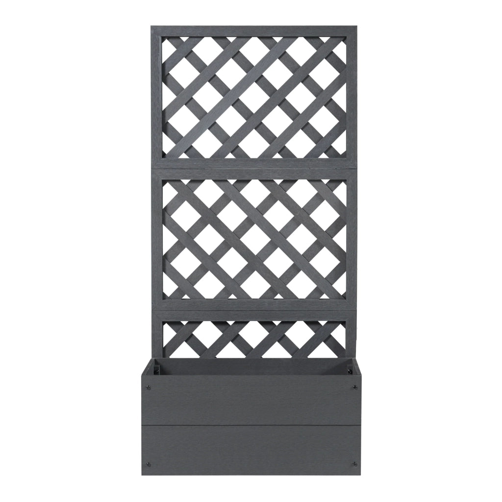 Vaso con traliccio 135 x 65 x 30 cm legno composito grigio 03_0009497