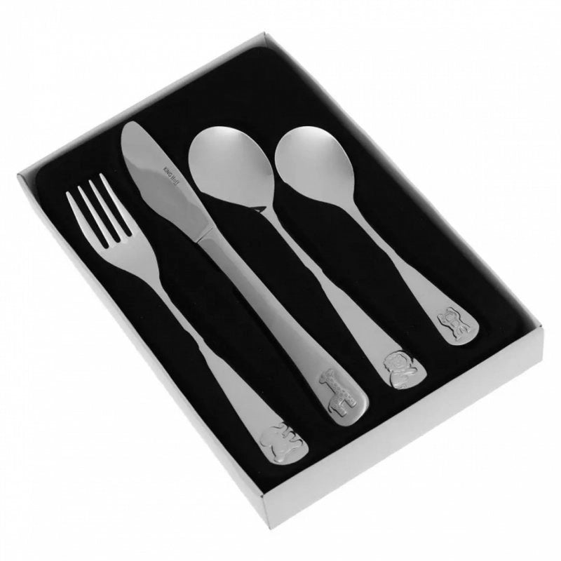 Kinghoff KH-3586 Set di posate per bambini, 4 pezzi, acciaio inossidabile lucido