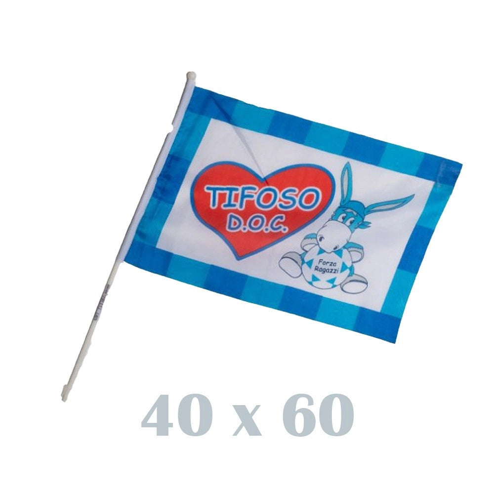 Trade Shop - 2 Bandiere Con Asta 40x60 Napoli Tifoso Doc Italia Scudetto Calcio Squadra -