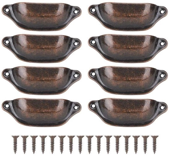 Maniglie a conchiglia in bronzo con maniglie a mano vintage