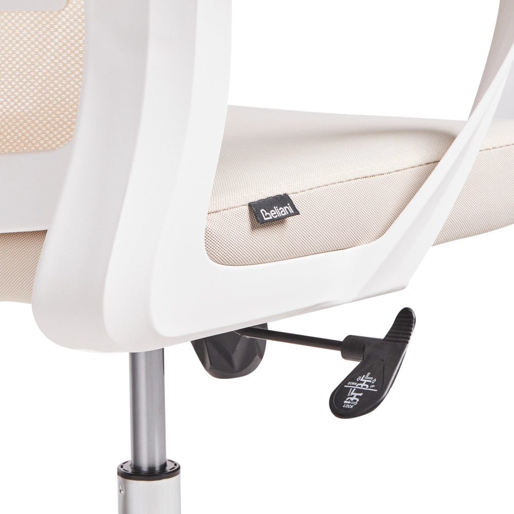 Sedia da ufficio con base girevole e poggiatesta regolabile in altezza con rete Home Office Beige stile moderno