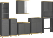 Set di mobili da bagno Livia, Antracite/quercia, 6 parti