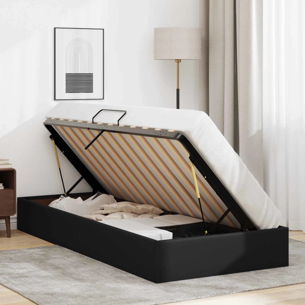 Letto ottomano Nero 100 x 200 cm Pelle Sintetica 3442758