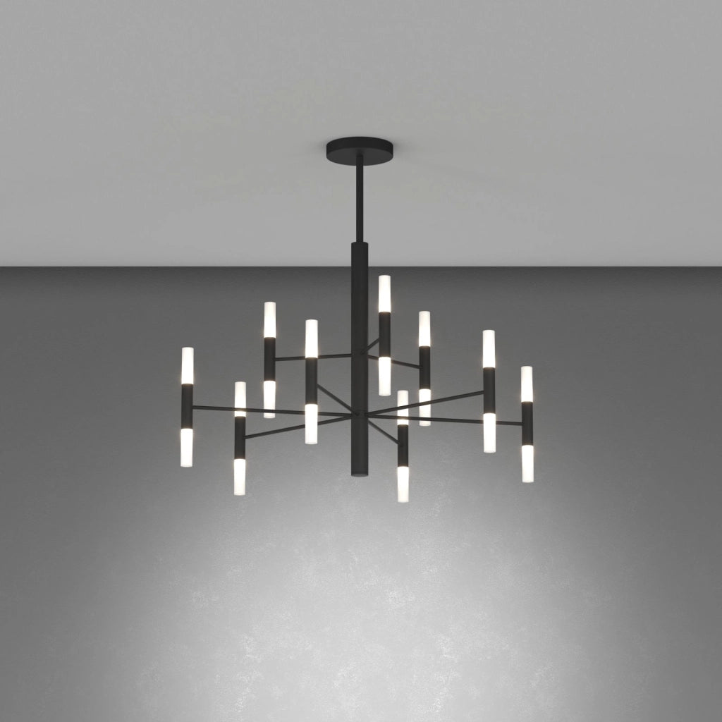 SPACE LAMPADARIO DA SOFFITTO 18 LUCI ATTACCO G9 NERO CON VETRI SATINATI
