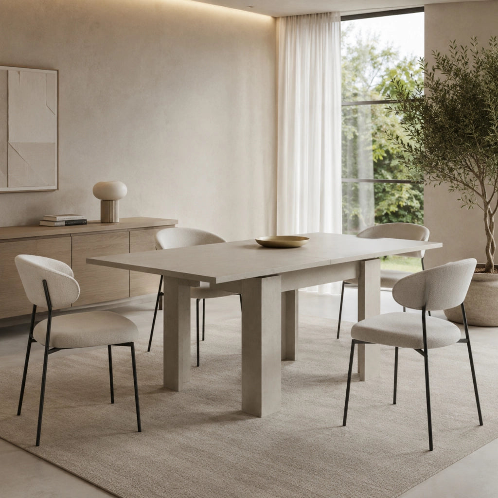 Tavolo Estensibile Moderno Da 4 A 8 Persone Con Struttura Solida Gambe Spesse Design Essenziale Apertura Centrale Perfetto Per Cucina O Sala Da Pranzo 90 X 90 / 180 X 90 Cm Cashmere