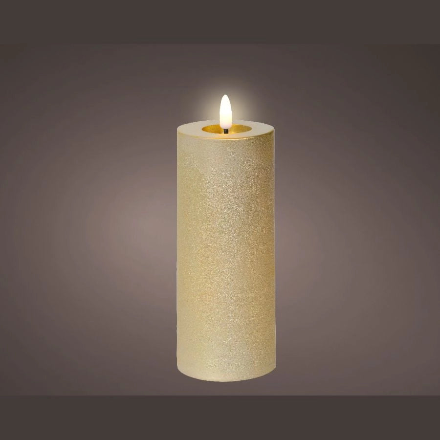 CANDELA LED DECORATIVA COLOR ORO DIAMETRO 7 CM ALTEZZA 19 CM KAEMINGK