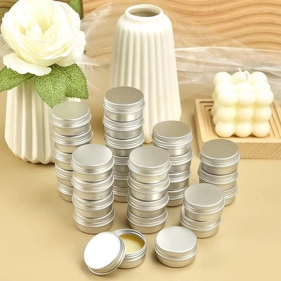 30 confezioni di contenitori in alluminio vuoti 15 ml - bocchette rotonde in acciaio per crema cosmetica, arte unghie e balsami - argento - 39 x 2 cm
