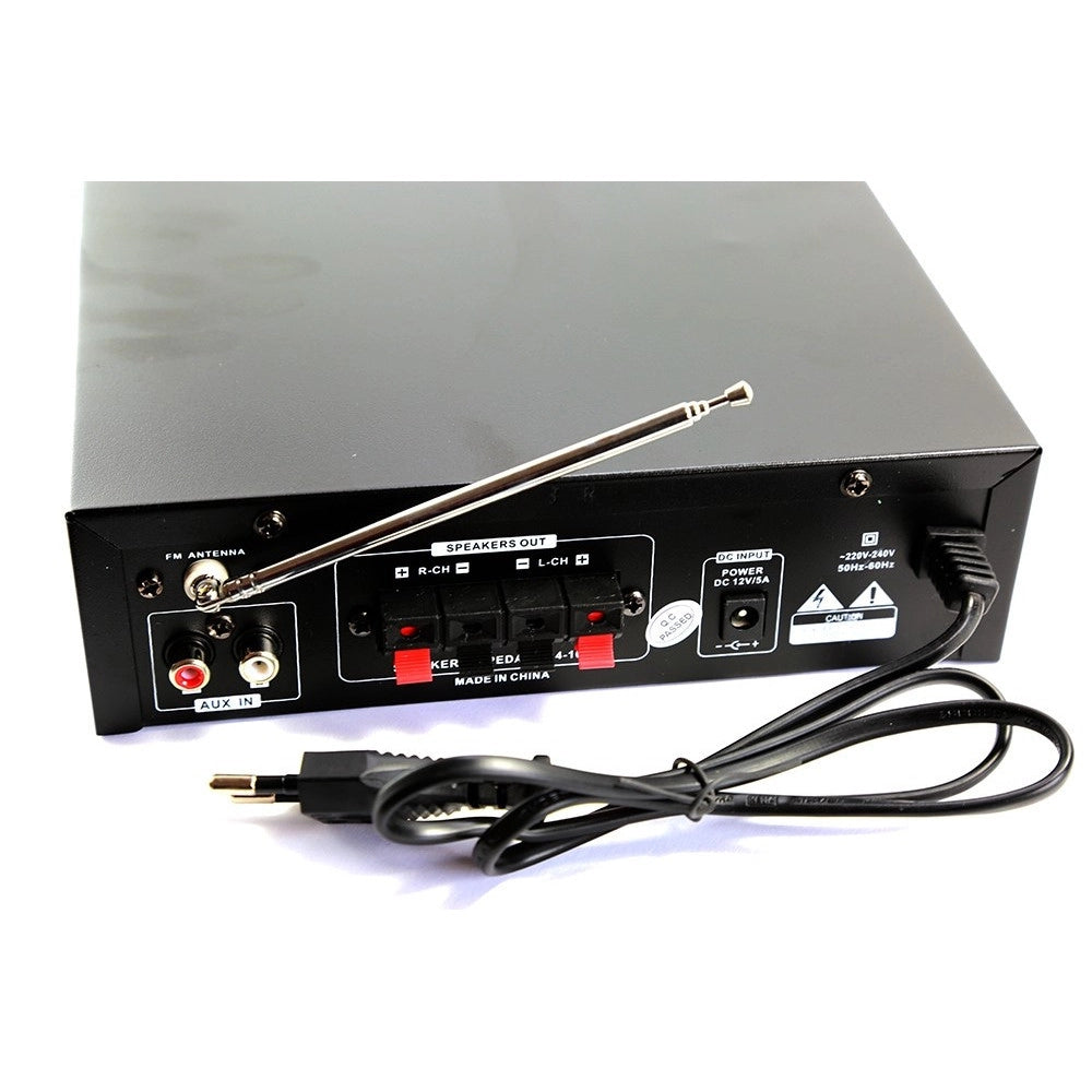 Trade Shop - Amplificatore Audio 12v 220v Usb Sd 2 Microfoni Mp3 Fm Casa Auto Bluetooth Bt138 -