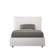 BS COM Letto una piazza e mezza contenitore imbottito 130x210 similpelle bianco