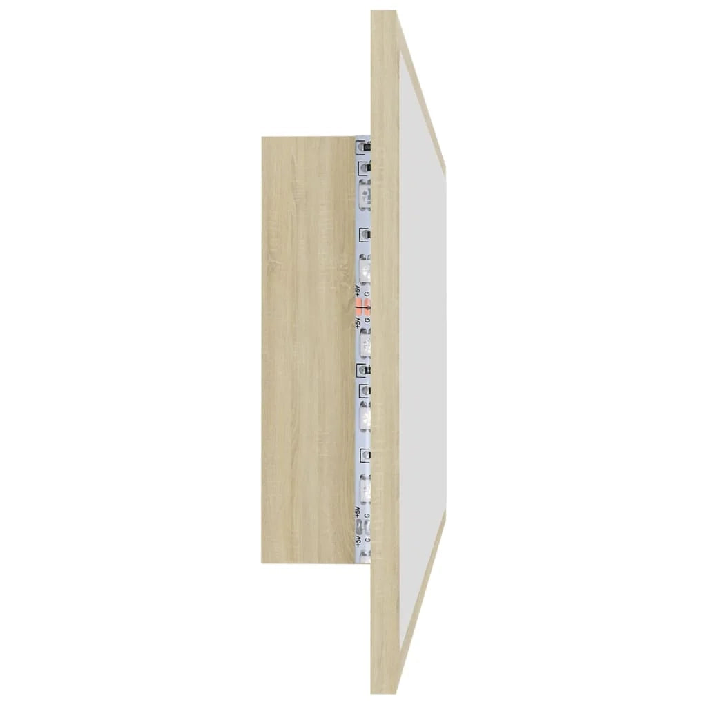 Specchio da bagno a LED 100 x 8,5 x 37 cm acrilico rovere Sonoma 02_0006960