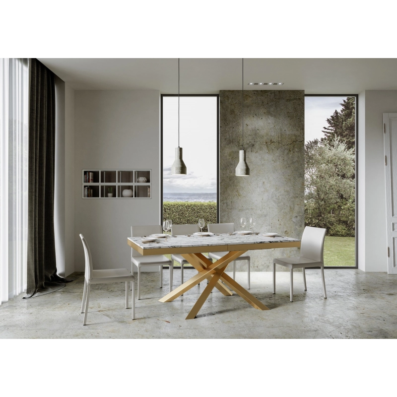 Tavolo allungabile 90x180/284 cm Volantis Evolution telaio Oro - Cemento