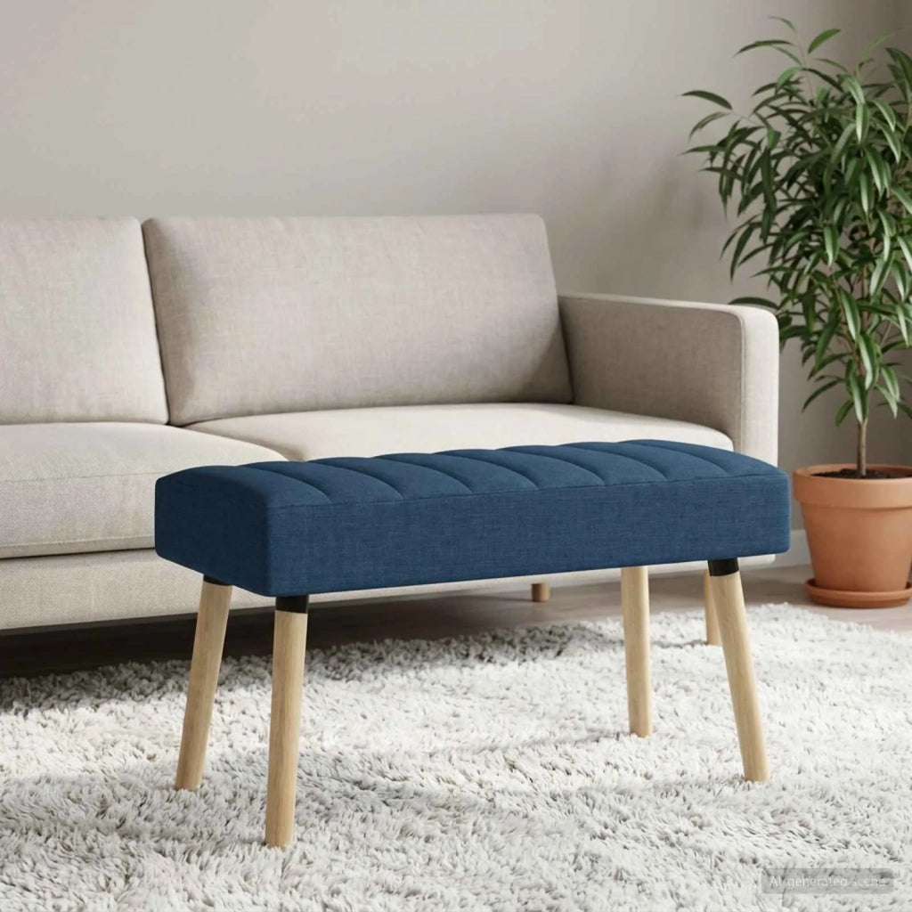Panchina trapuntata a canale Blu 80 x 40 x 46 cm Tessuto 42038481