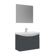 Set mobile lavabo con specchio (2 pezzi) "Purus 80" - 80 x 50 x 58 cm - Antracite opaco