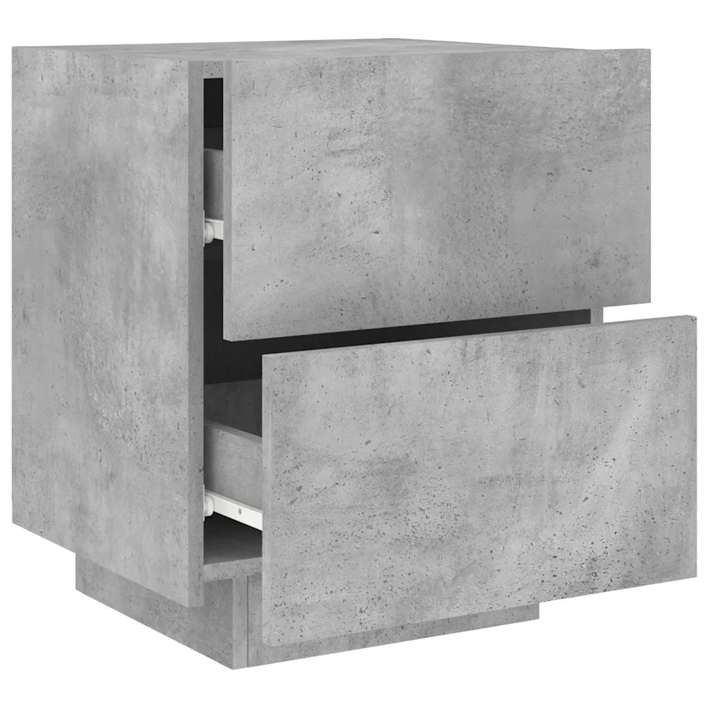 Comodini con Luci LED 2pz Grigio Cemento in Legno Multistrato 836742