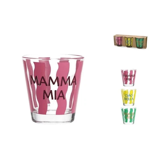 Confezione bicchieri mammy h&h in vetro decorato cl 25