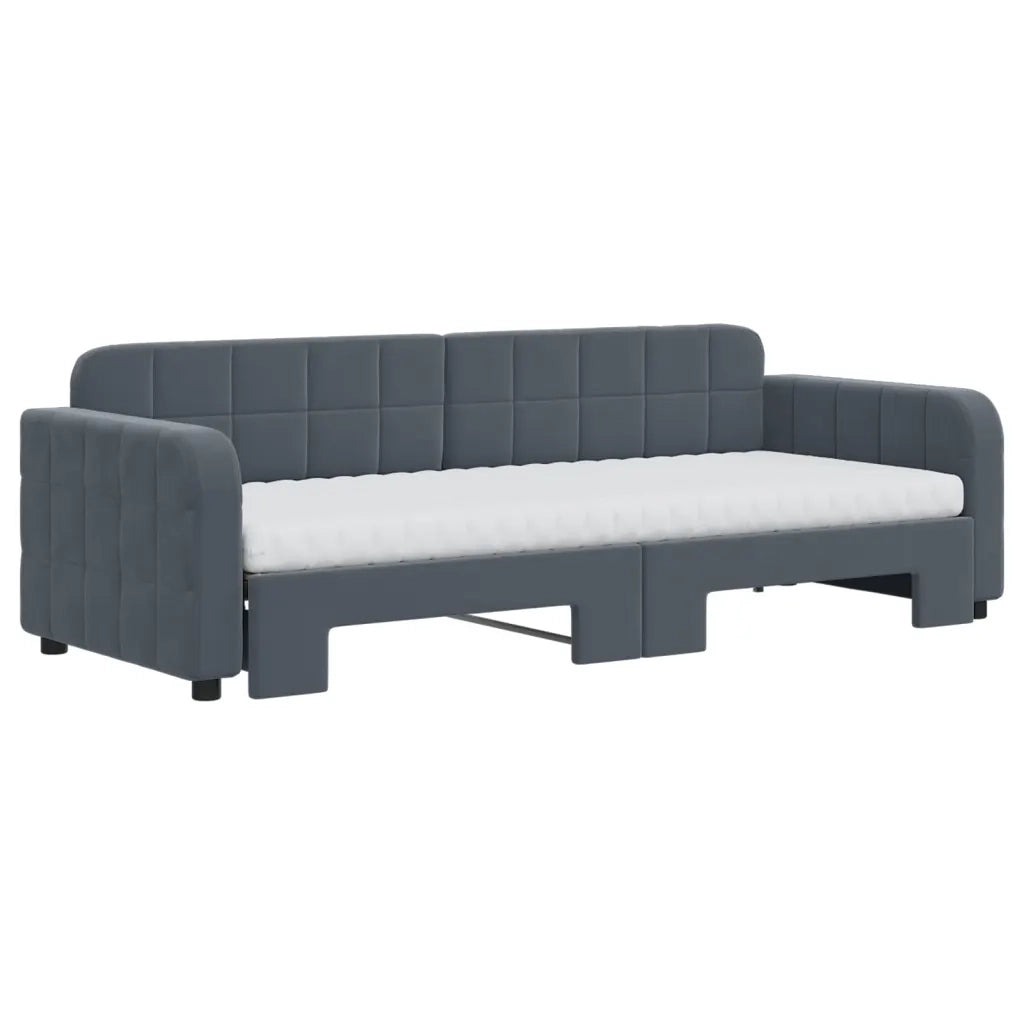 vidaXL Divano Letto Estraibile Materassi Grigio Scuro 80x200cm Velluto