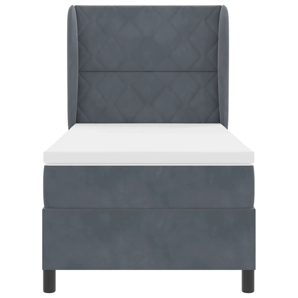 Letto a molle con materasso Grigio scuro 200 x 100 cm Velluto 3340971