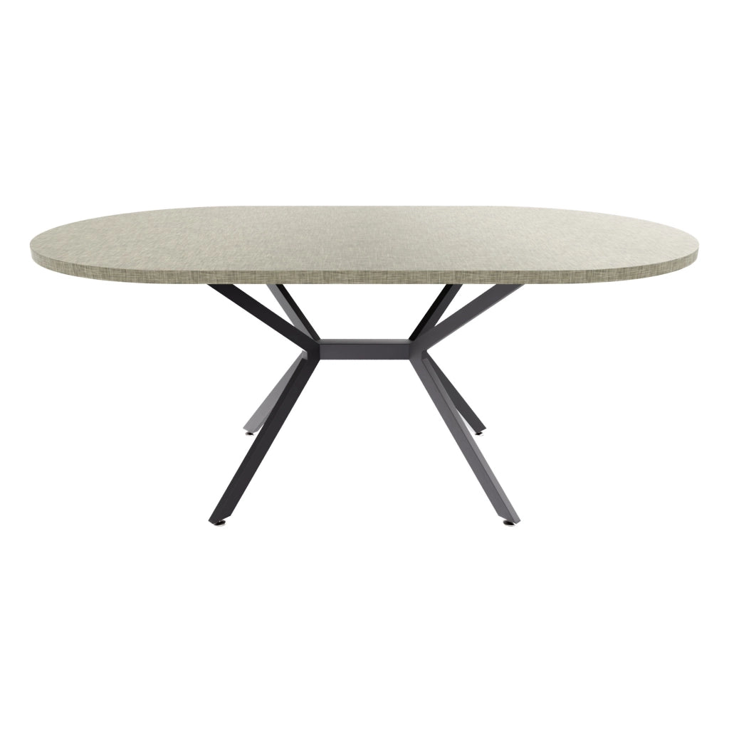 Marui Big - Tavolo da pranzo ovale 180x100 cm in Legno Testurizzato con Piede Centrale in metallo Ashi