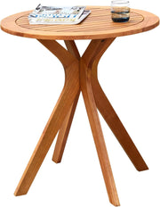Tavolino Laterale da Giardino in Legno per Esterni, Tavolo Rotondo da 70 cm con Base a X, Tavolino da Caffè per Giardino, Cortile, Patio, Soggiorno, Portata 50 kg