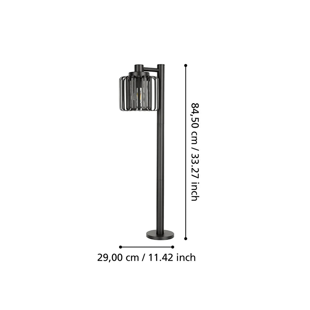 Paletto Esterno Moderno Selinus Acciaio Nero 1 Luce E27