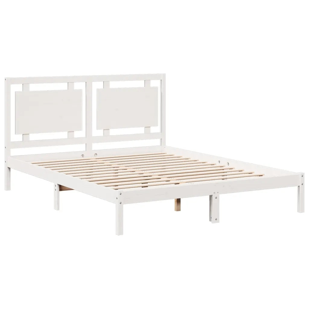 Letto matrimoniale | Letto per adulti | Giroletto Extra Lungo senza Materasso Bianco 160x210cm Massello