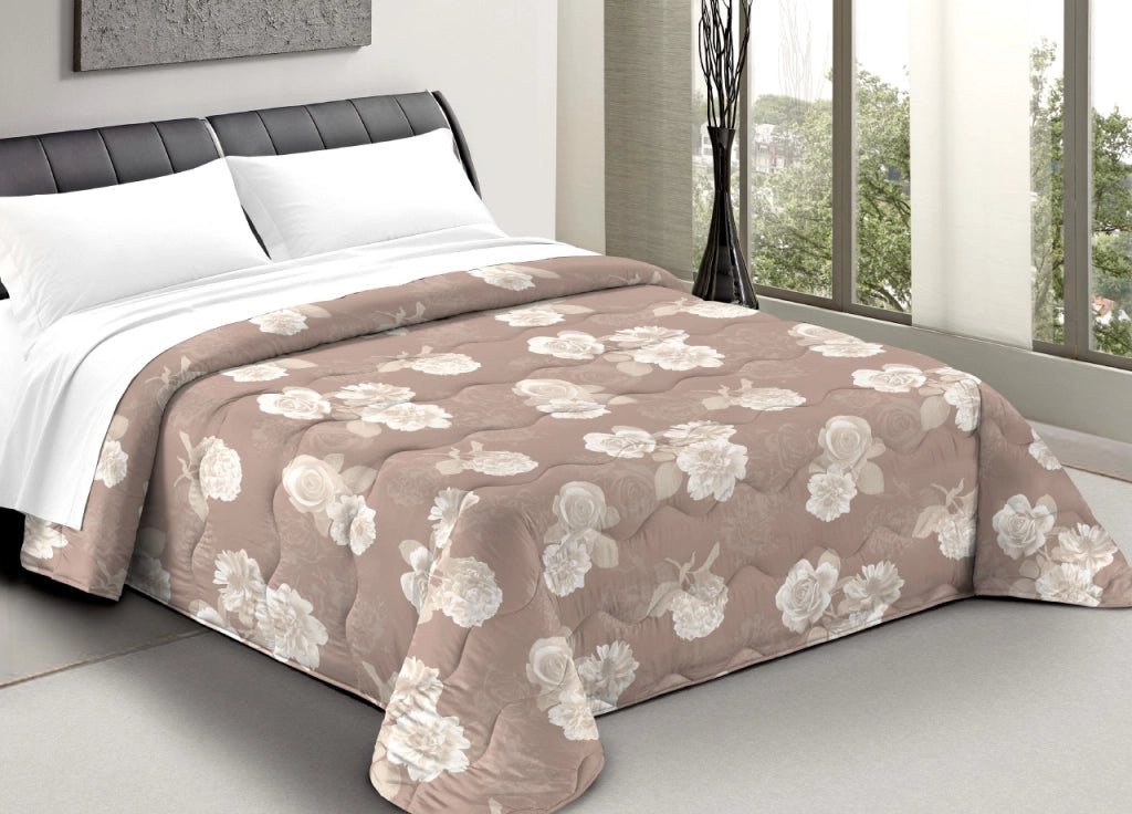 Trapunta Piumone Letto Invernale Imbottita 300gr Scaldanotti Matilde - Piazza E Mezza - Beige