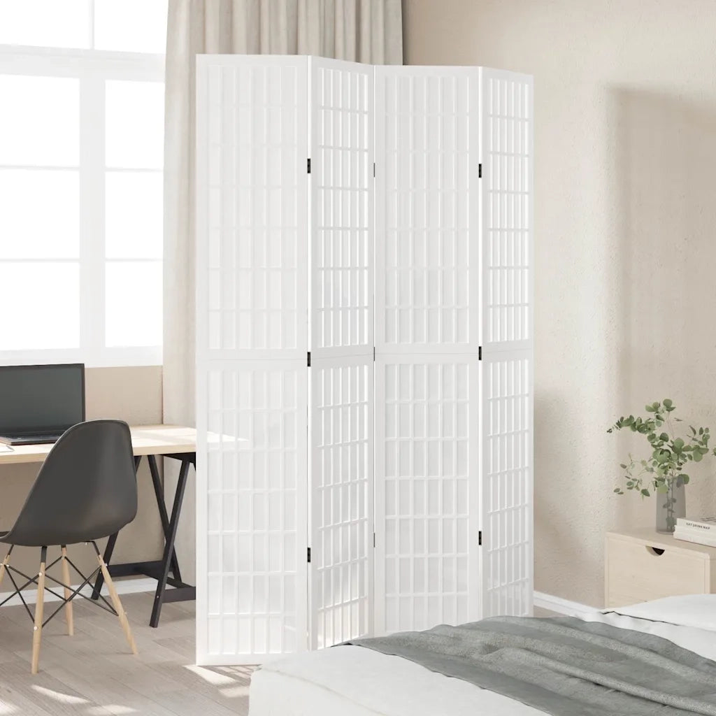 vidaXL Divisorio Ambienti 4Pannelli Bianco Legno Massello di Paulownia