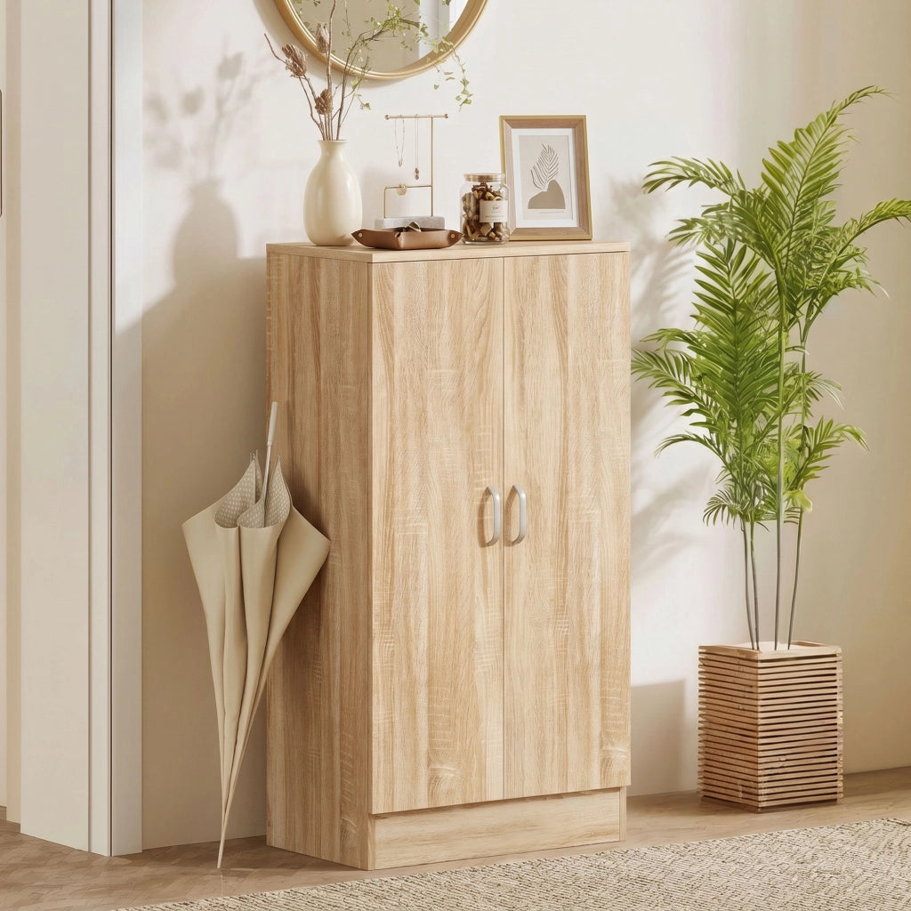 Scarpiera con 2 Ante ¨C Xylo ¨C Legno Naturale, 6 Ripiani Regolabili, 14 Paia