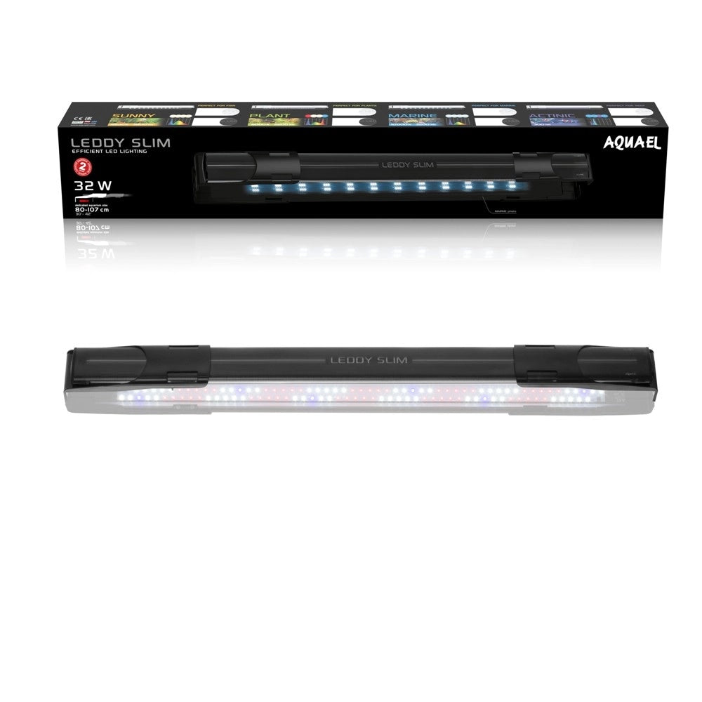 Aquael Leddy Slim Plant 2.0 32W 80-100cm colore nero - plafoniera LED 8000°K per acqua dolce