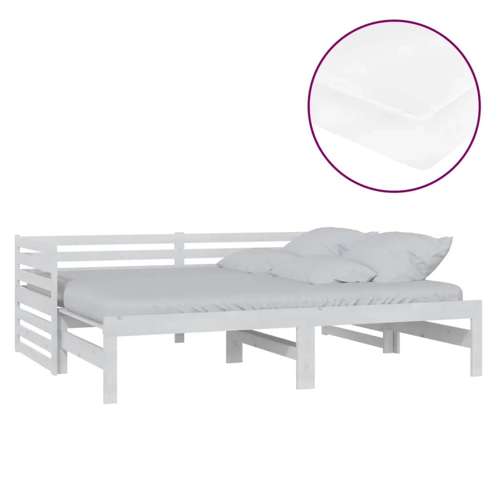 Dormeuse Estraibile 2x(90x200) cm Bianca in Massello di Pino cod mxl 64422